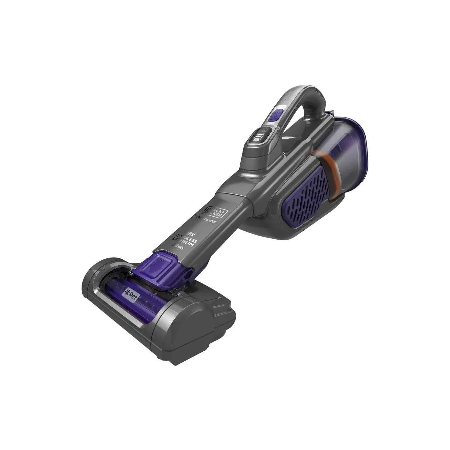 Black & Decker Vacuum Cleaner | BHHV520BFP-QW | Cordless operating | 18 V | Black/Purple