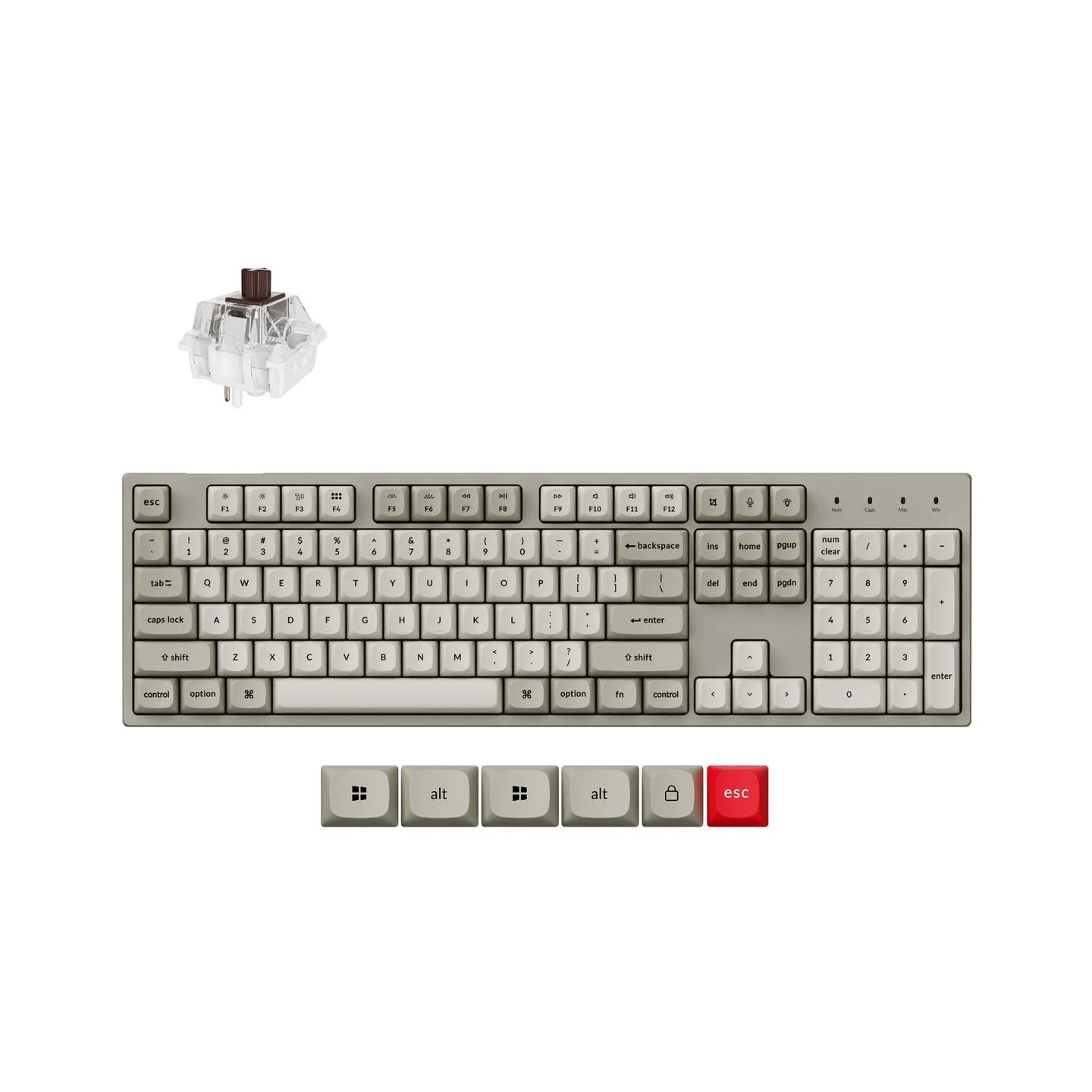 Keychron C2 Pro 8K - US Layout - Hot-Swappable Gateron Brown - Retro Keyboard / C2PX-M3