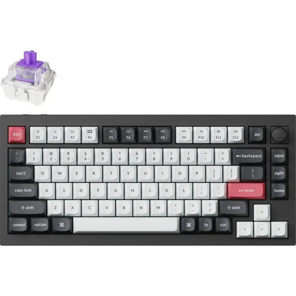 Keychron Q1 HE RGB Aluminum - US Layout - Hot-Swappable Gateron 2.0 Magnetic Nebula Switch Carbon Black Wireless Keyboard / Q1H-