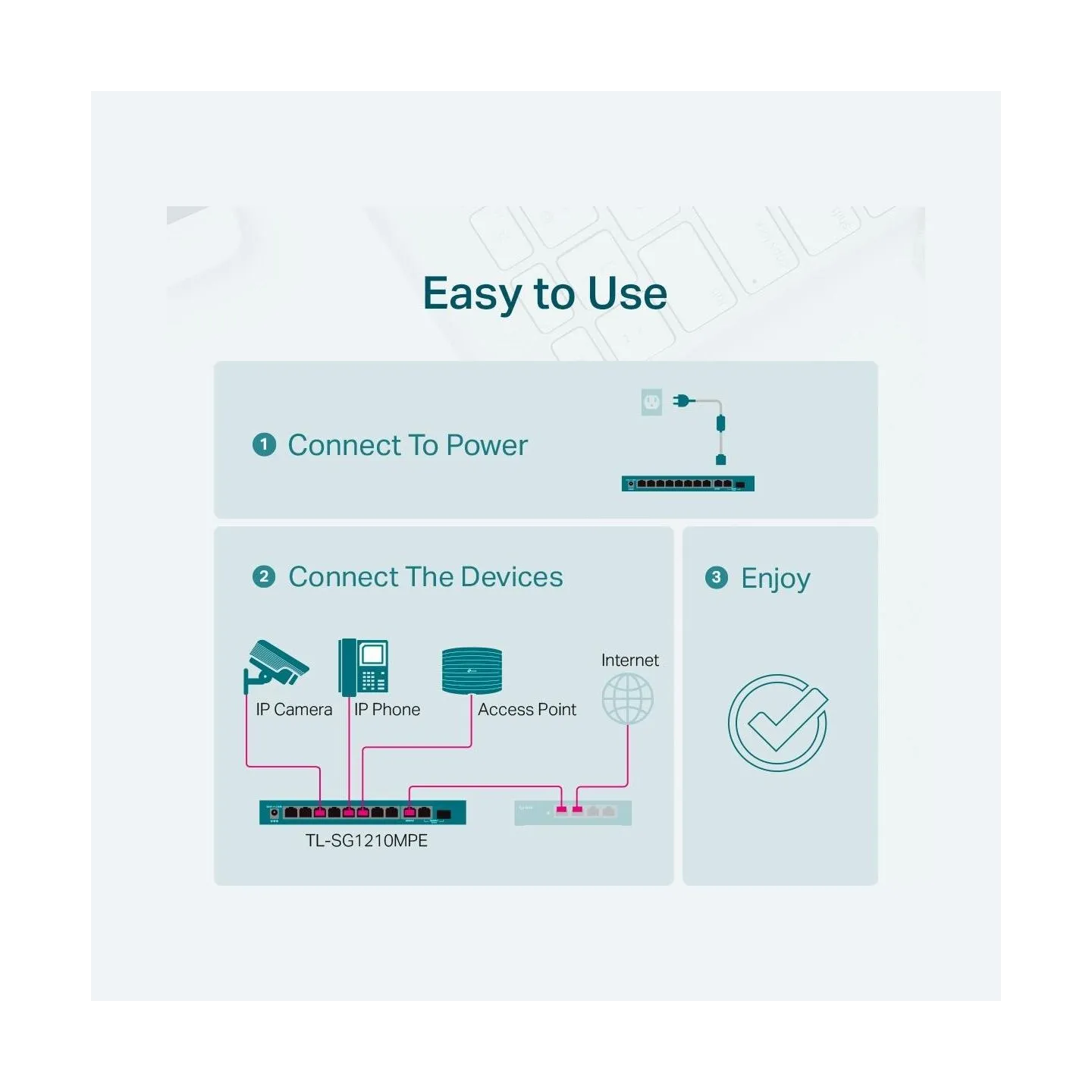 Tp-Link | 10-Port Gigabit Easy Smart Switch with 8-Port PoE+ | TL-SG1210MPE | Web managed | Desktop | Power supply type External
