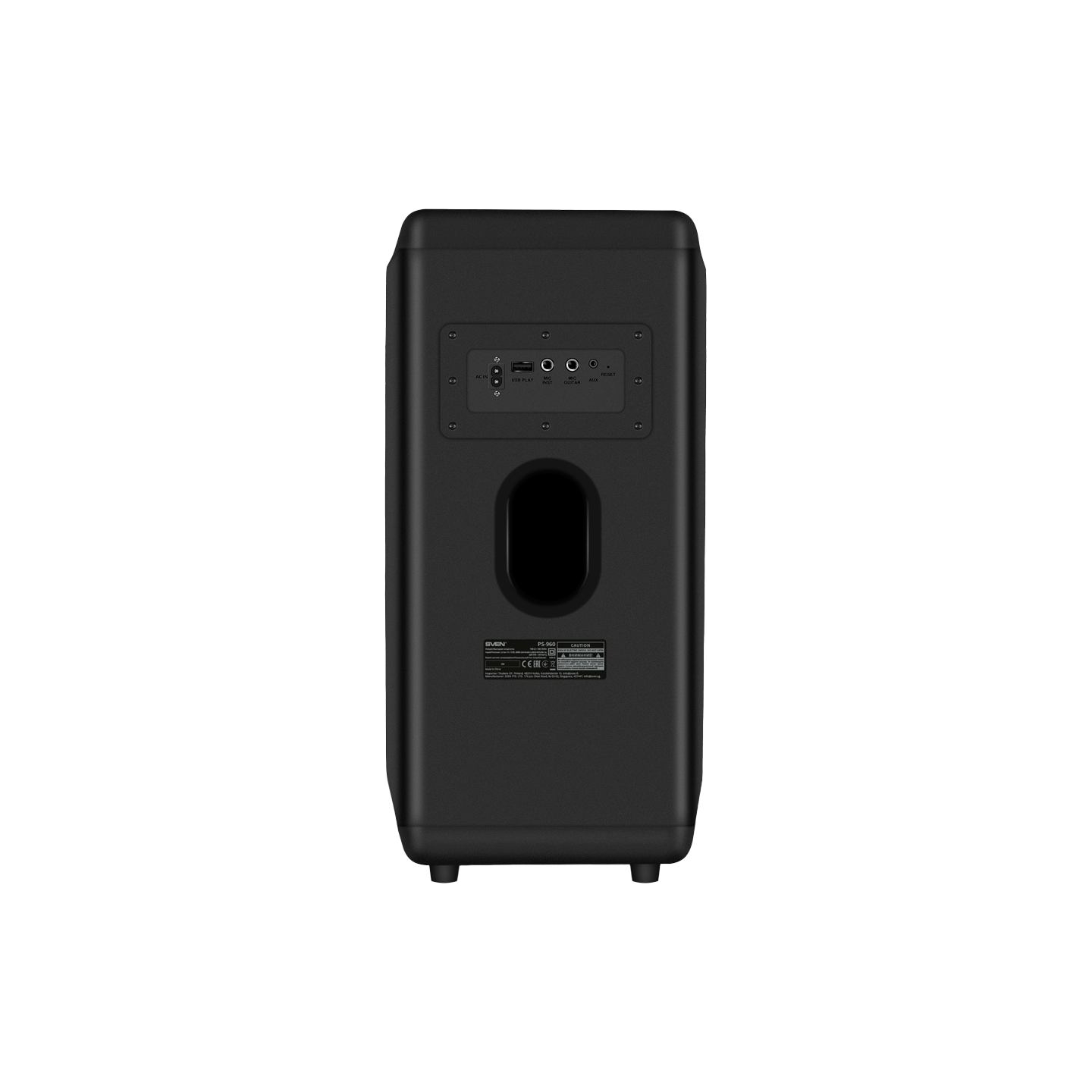 Sven 2.0 portable speaker SVEN PS-960, black, power output 2x80W (RMS), TWS, Bluetooth, FM, USB, LED-display, lithium battery