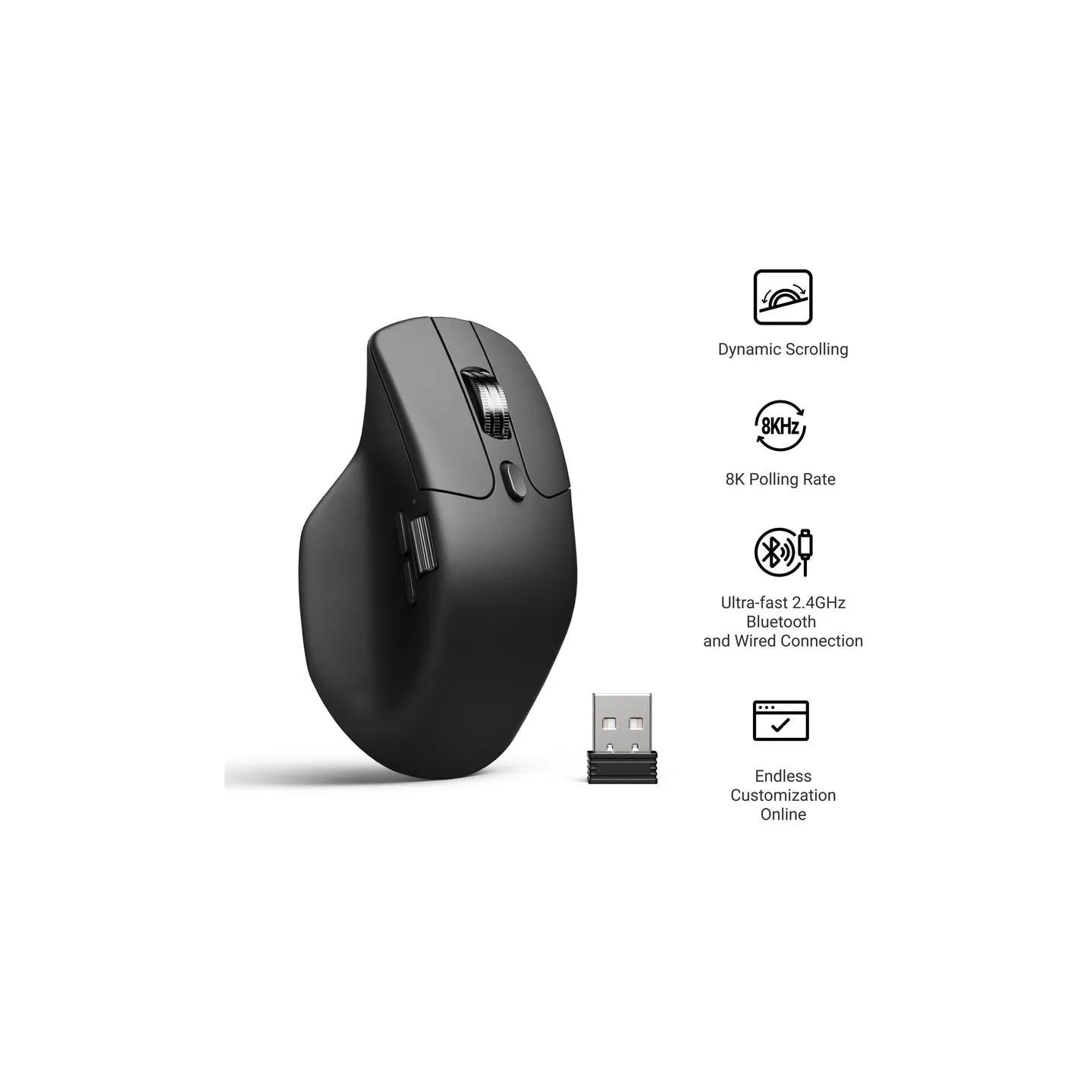 Keychron M6 Silent (8000Hz) Black Wireless Mouse / M6S-A23