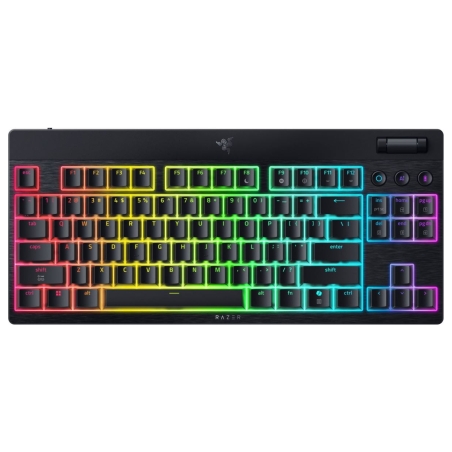 Razer | BlackWidow V4 Low-Profile Tenkeyless HyperSpeed | Keyboard | Wireless | US | Bluetooth | Yellow Switches | Black
