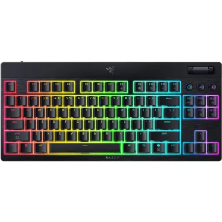 Razer | BlackWidow V4 Low-Profile Tenkeyless HyperSpeed | Keyboard | Wireless | US | Bluetooth | Yellow Switches | Black