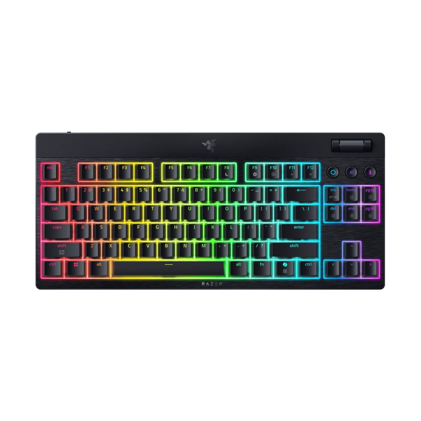 Razer | BlackWidow V4 Low-Profile Tenkeyless HyperSpeed | Keyboard | Wireless | US | Bluetooth | Yellow Switches | Black