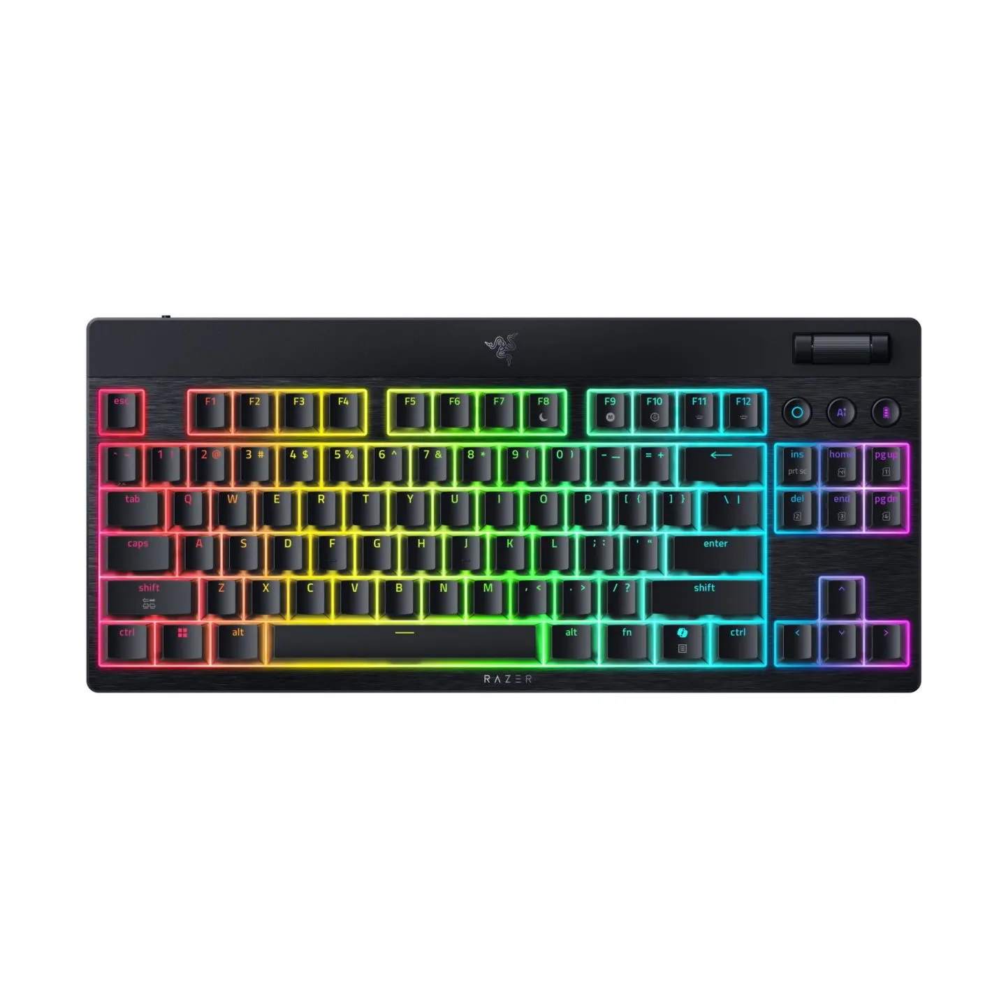 Razer | BlackWidow V4 Low-Profile Tenkeyless HyperSpeed | Keyboard | Wireless | US | Bluetooth | Yellow Switches | Black