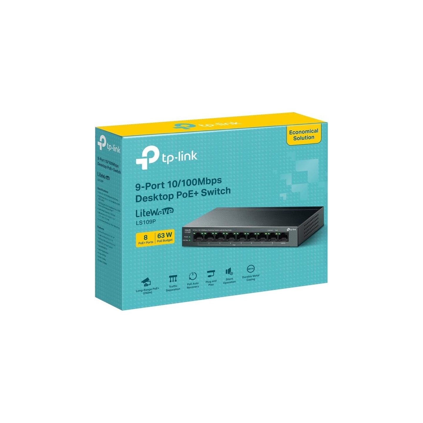 Tp-Link Switch|TP-LINK|LS109P|PoE+ ports 8|LS109P