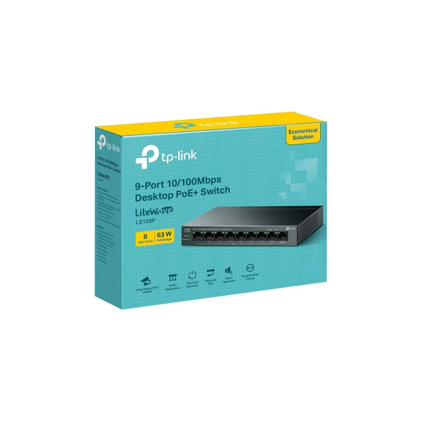 Tp-Link Switch|TP-LINK|LS109P|PoE+ ports 8|LS109P