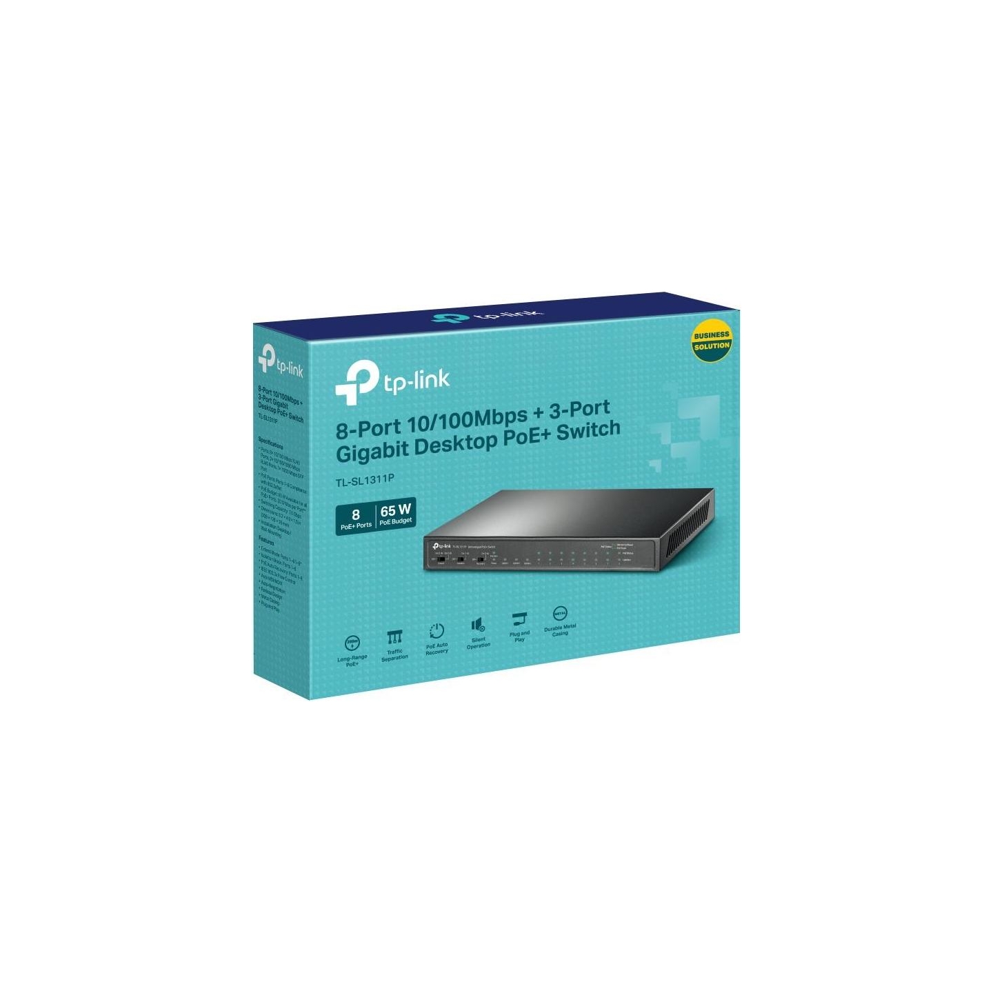 Tp-Link | 8-Port 10/100Mbps+3-Port Gigabit Desktop Switch with 8-Port PoE+ | TL-SL1311P | Unmanaged | Desktop