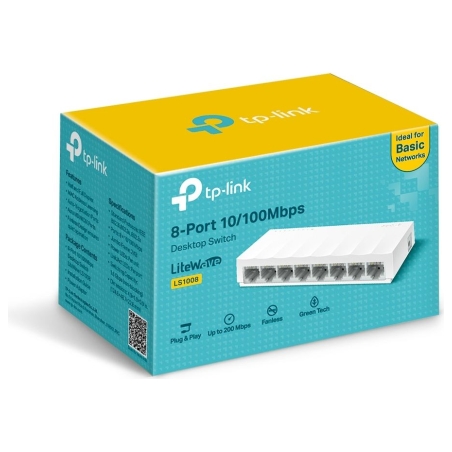 Tp-Link | 8-Port 10/100Mbps Desktop Network Switch | LS1008 | Unmanaged | Desktop | Power supply type External