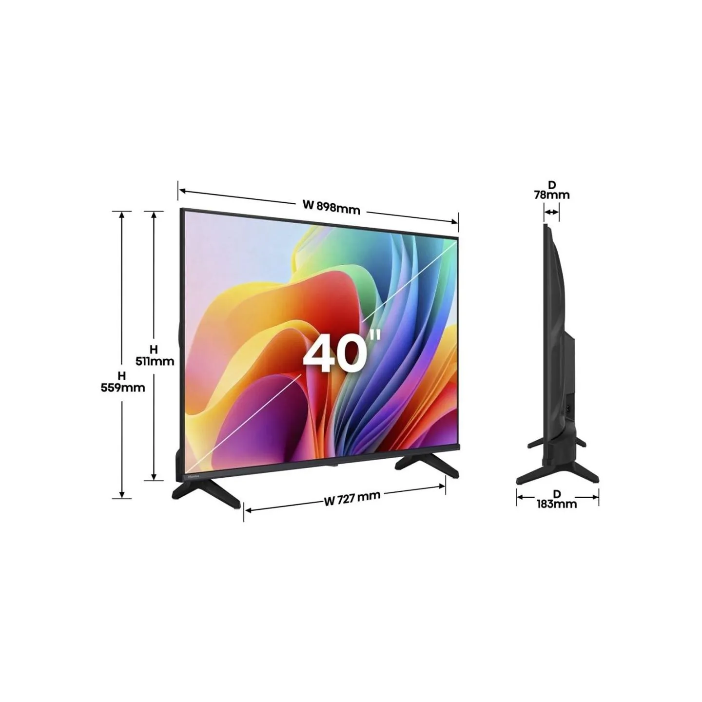 Hisense TV | 40A4S | 40 | Smart TV | VIDAA Smart OS | FHD | Black
