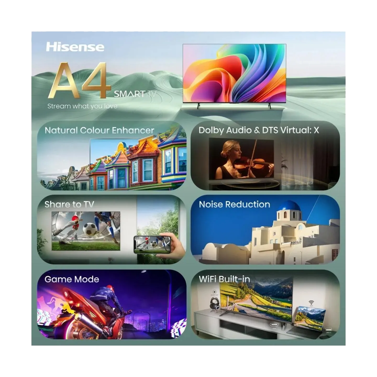 Hisense TV | 40A4S | 40 | Smart TV | VIDAA Smart OS | FHD | Black