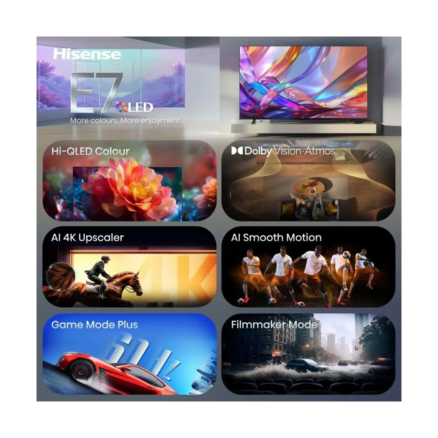 Hisense TV | 43E7S | 43 | Smart TV | VIDAA Smart OS | UHD | Black