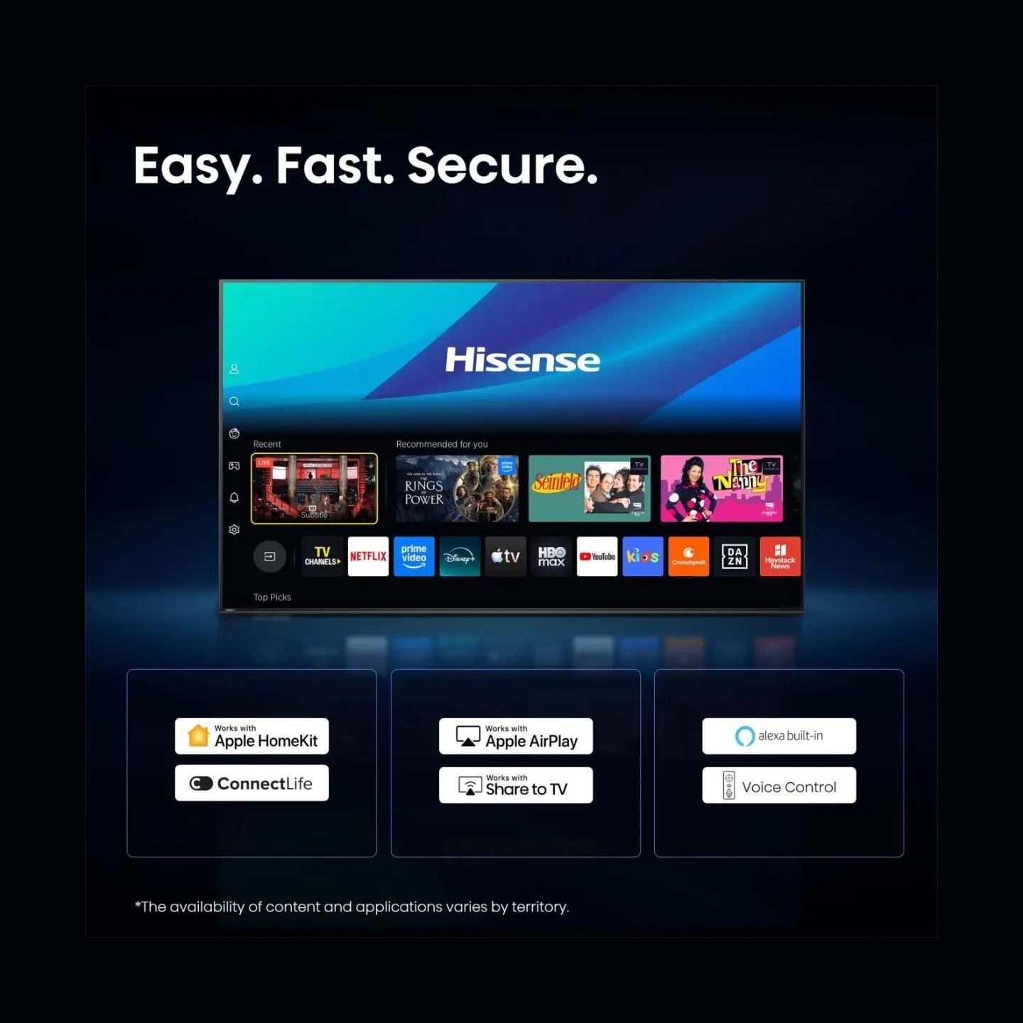 Hisense TV | 43E7S | 43 | Smart TV | VIDAA Smart OS | UHD | Black