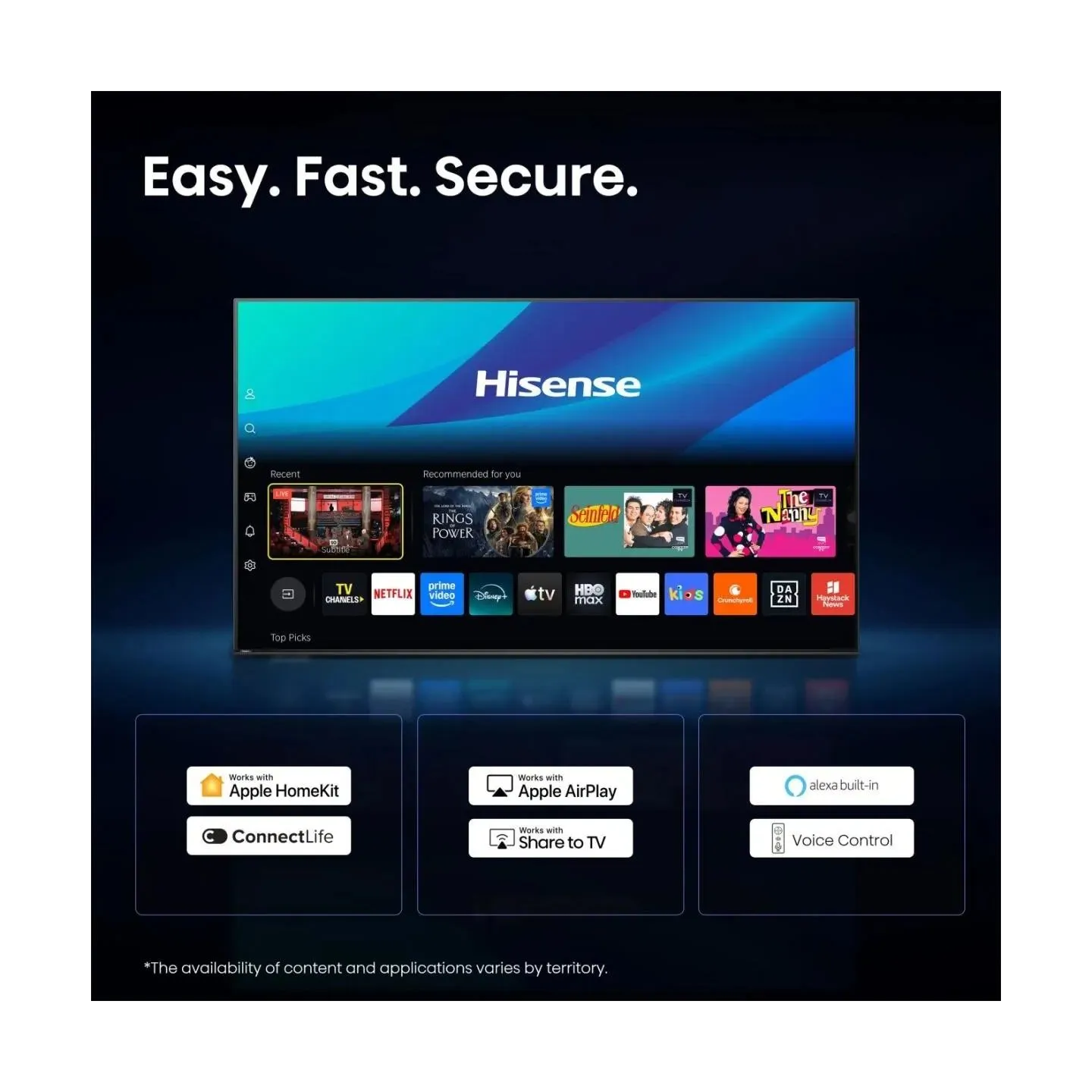 Hisense TV | 43E7S | 43 | Smart TV | VIDAA Smart OS | UHD | Black