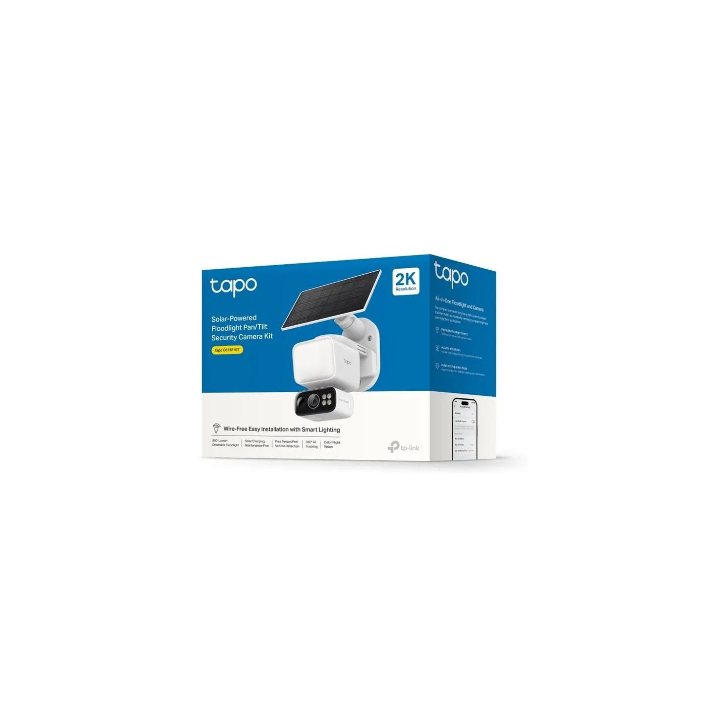 Tp-Link | Tapo C615F KIT | Solar-Powered Floodlight Pan/Tilt Security Camera Kit | 3 MP | F/1.6 | H.264 | MicroSD Card Up to 512