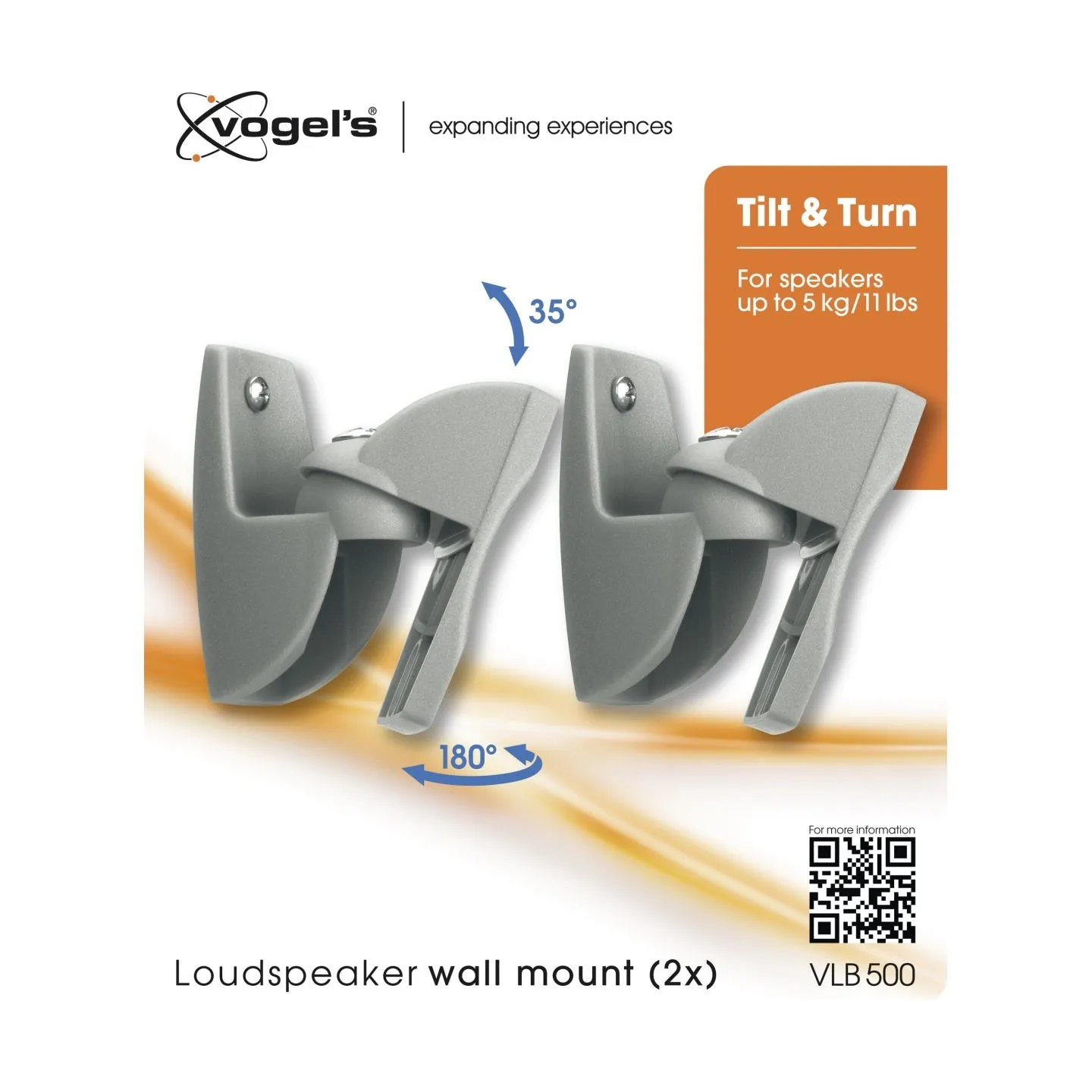 Vogels | Loundspeaker Mount | VLB500 2 pcs. | Turn, Tilt | Maximum weight (capacity) 5 kg | Black