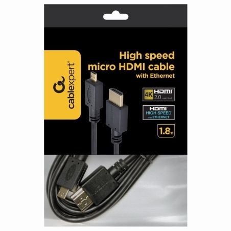 Gembird CABLE HDMI-MICRO HDMI 1.8M/V.2.0 BLK CC-HDMID-6 GEMBIRD