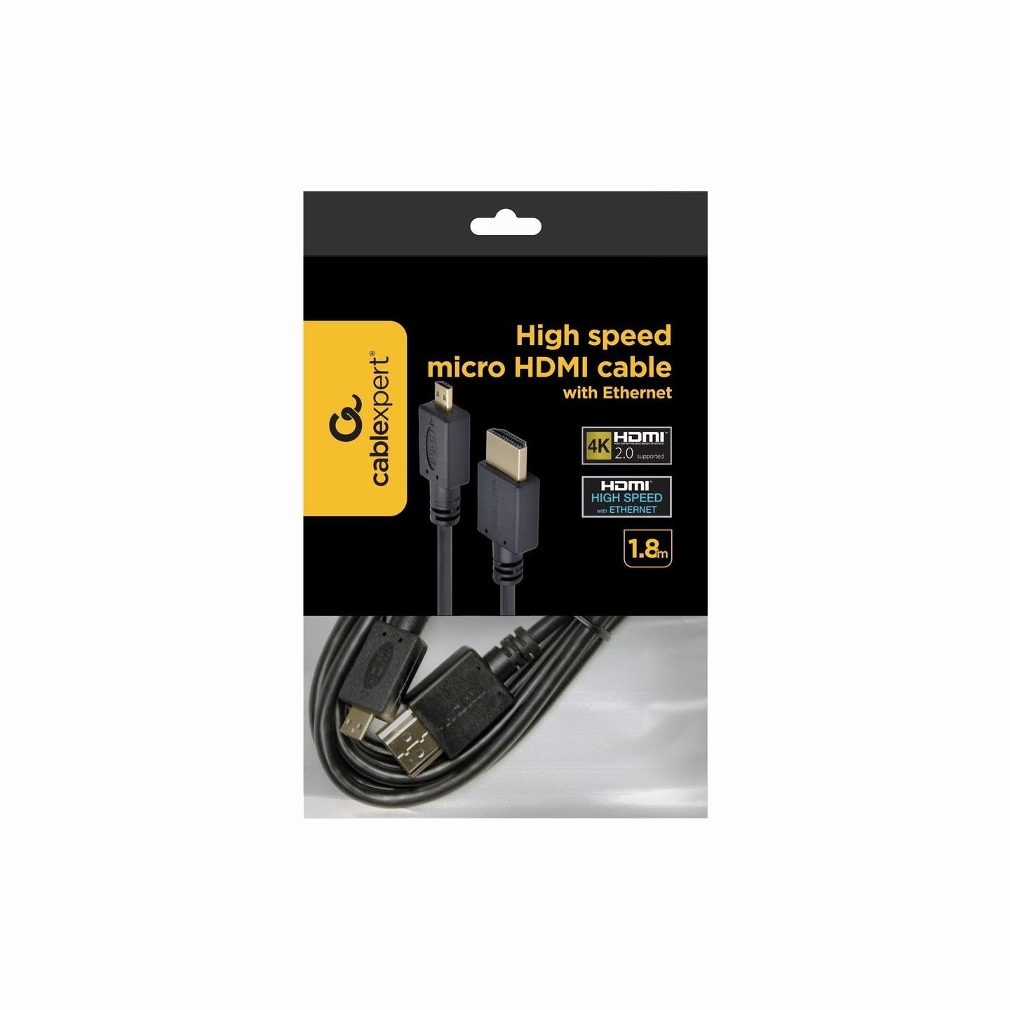 Gembird CABLE HDMI-MICRO HDMI 1.8M/V.2.0 BLK CC-HDMID-6 GEMBIRD
