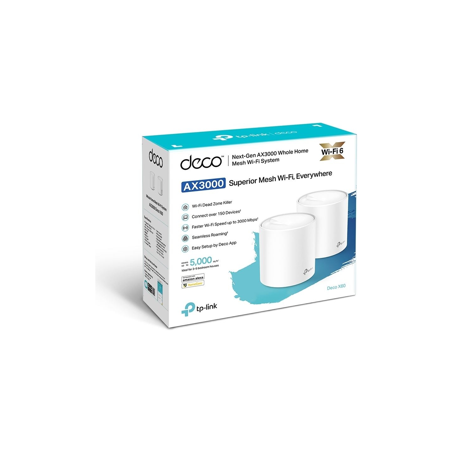 Tp-Link | AX3000 Whole Home Mesh Wi-Fi 6 System | Deco X60 (2-pack) | 802.11ax | 2402+574 Mbit/s | 10/100/1000 Mbit/s | Ethernet