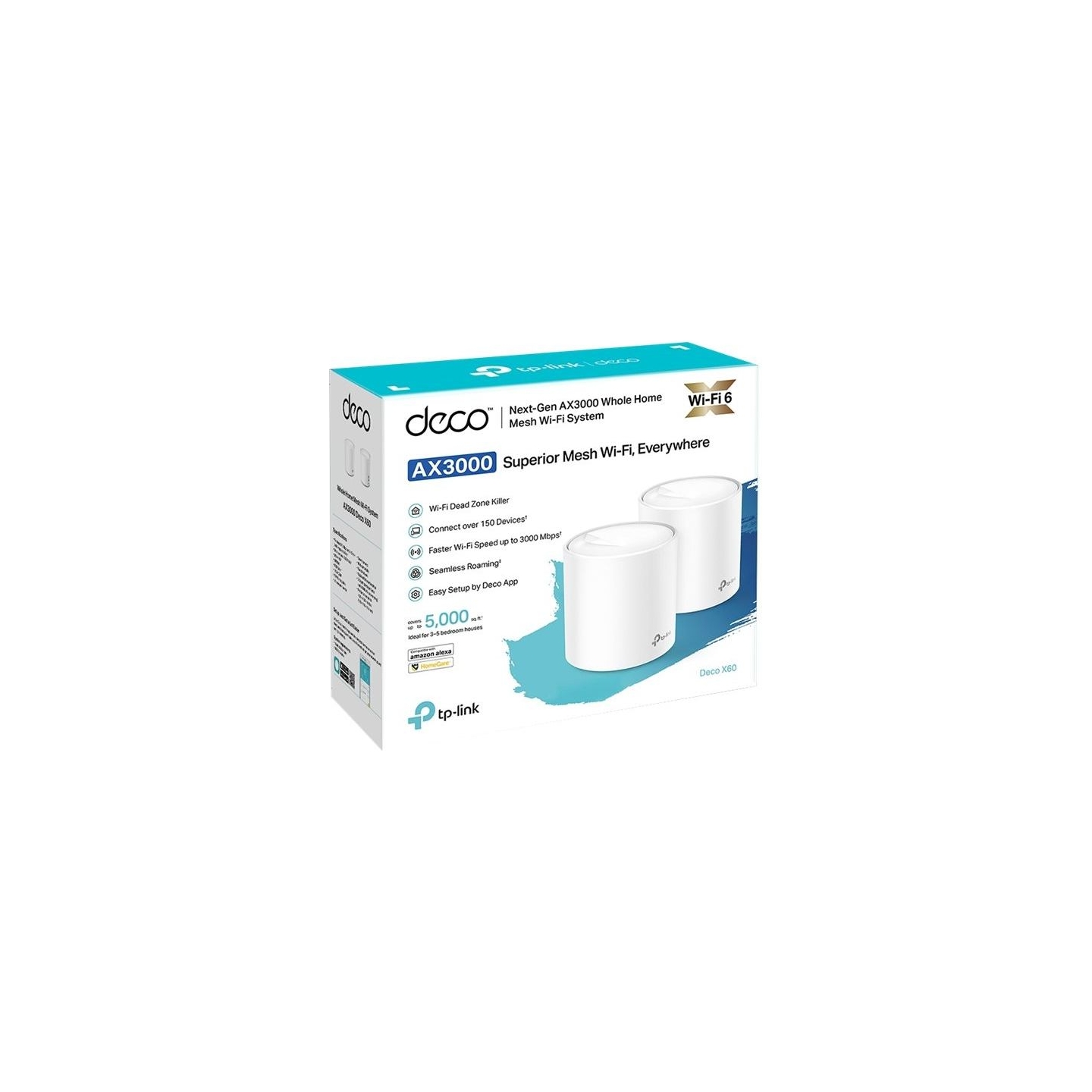 Tp-Link | AX3000 Whole Home Mesh Wi-Fi 6 System | Deco X60 (2-pack) | 802.11ax | 2402+574 Mbit/s | 10/100/1000 Mbit/s | Ethernet