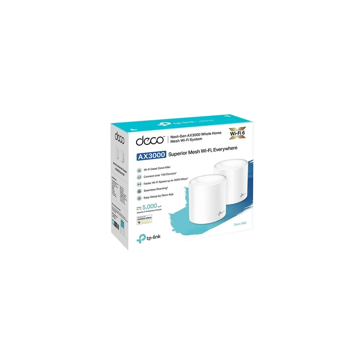 Tp-Link | AX3000 Whole Home Mesh Wi-Fi 6 System | Deco X60 (2-pack) | 802.11ax | 2402+574 Mbit/s | 10/100/1000 Mbit/s | Ethernet