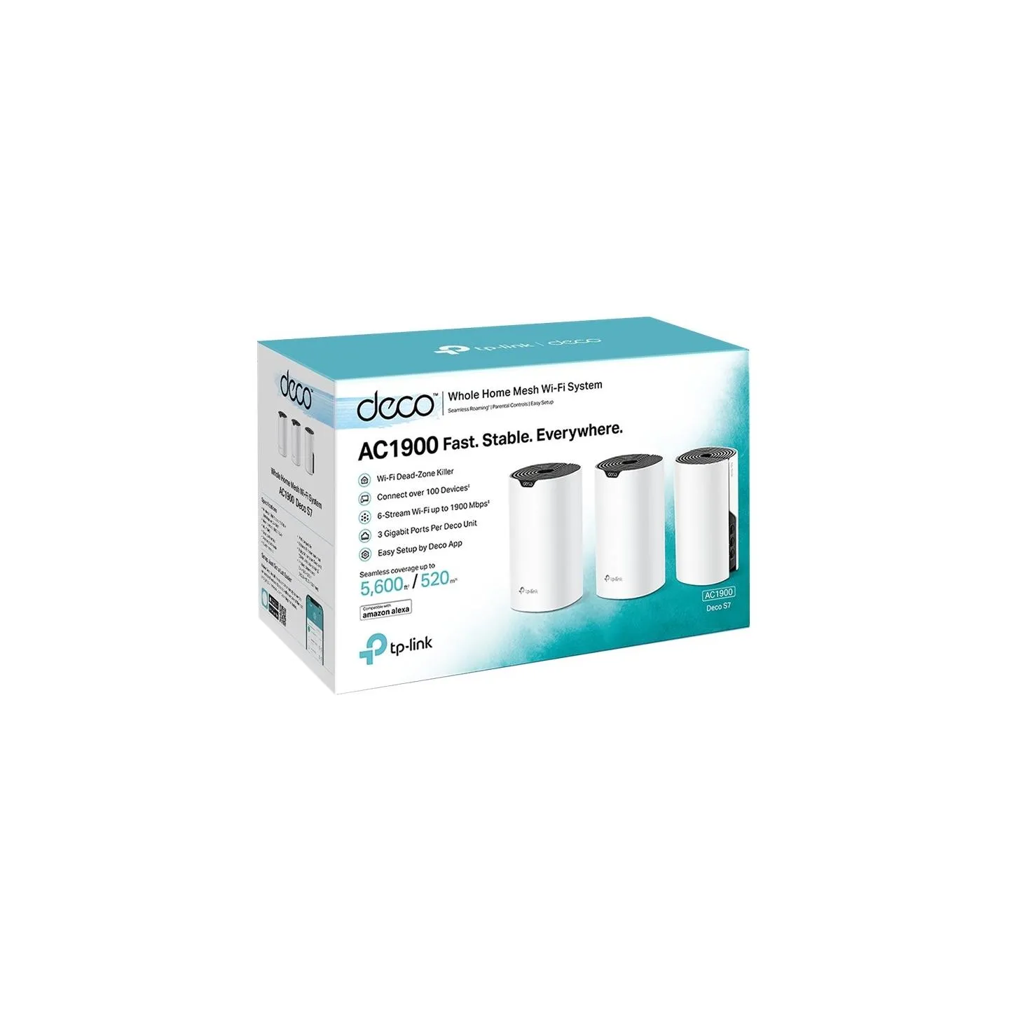 Tp-Link | AC1900 Whole Home Mesh Wi-Fi System | Deco S7 (3-pack) | 802.11ac | 10/100/1000 Mbit/s | Ethernet LAN (RJ-45) ports 1 