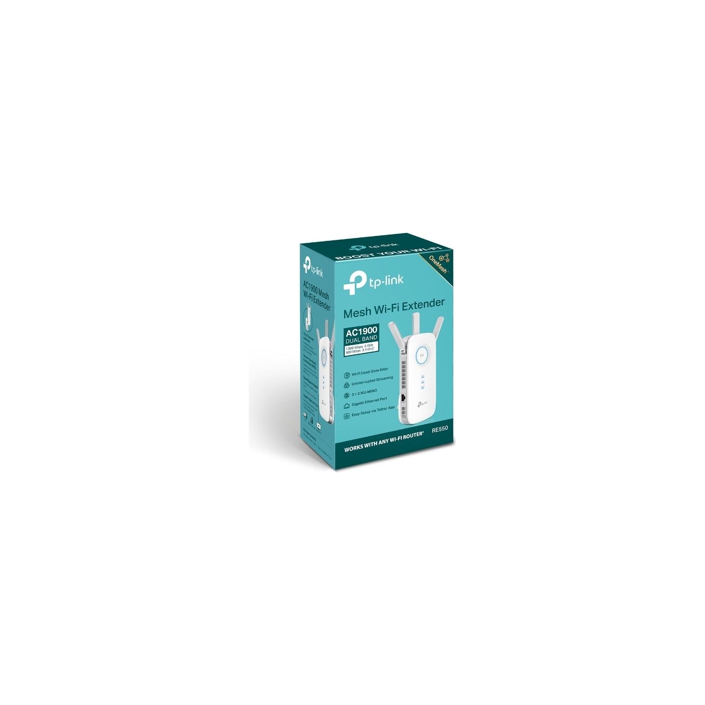 Tp-Link | AC1900 Wi-Fi Range Extender | RE550 | 802.11ac | 2GHz/5GHz | 600+1300 Mbit/s | 10/100/1000 Mbit/s | Ethernet LAN (RJ-4