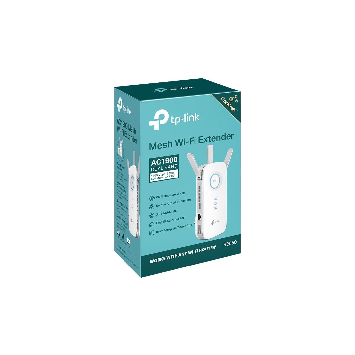 Tp-Link | AC1900 Wi-Fi Range Extender | RE550 | 802.11ac | 2GHz/5GHz | 600+1300 Mbit/s | 10/100/1000 Mbit/s | Ethernet LAN (RJ-4