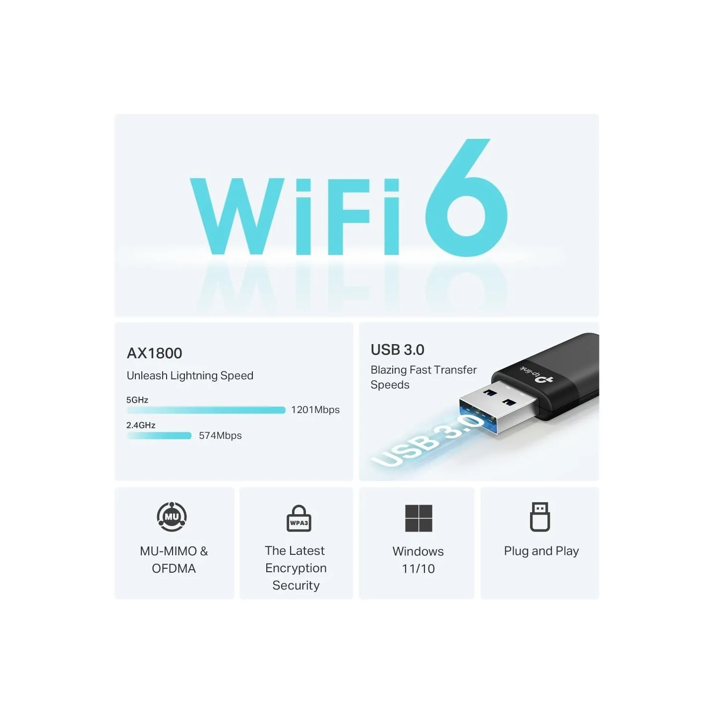 Tp-Link Archer TX23U | AX1800 Mini Wi-Fi6 Wireless USB Adapter | 802.11ax | MU-MiMO Yes | no PoE