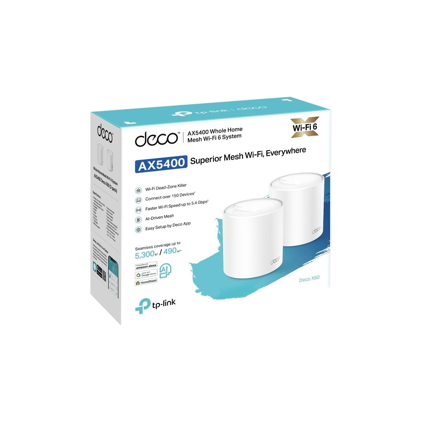 Tp-Link Wireless Router|TP-LINK|Wireless Router|2-pack|5400 Mbps|Mesh|IEEE 802.11a|IEEE 802.11n|IEEE 802.11ac|IEEE 802.11ax|2x10