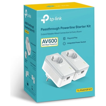 Tp-Link | Passthrough Powerline 600 Starter Kit | TL-PA4010P KIT | 10/100 Mbit/s | Ethernet LAN (RJ-45) ports 1 | Data transfer