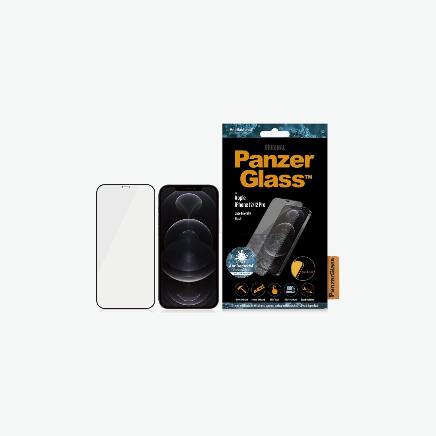 Panzerglass | Apple | For iPhone 12/12 Pro | Glass | Black | 100% touch; The coating is non-toxic | Case Friendly