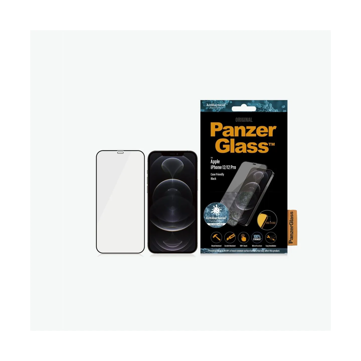 Panzerglass | Apple | For iPhone 12/12 Pro | Glass | Black | 100% touch; The coating is non-toxic | Case Friendly