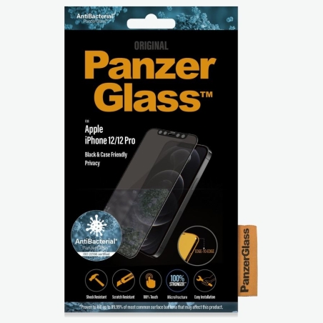 Panzerglass | Apple | For iPhone 12/12 Pro | Glass | Black | 100% touch; The coating is non-toxic | Case Friendly