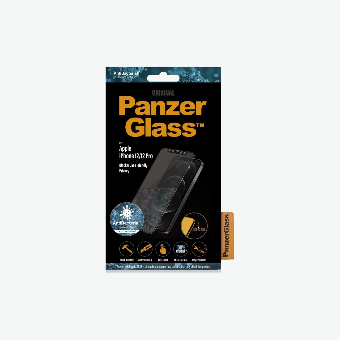 Panzerglass | Apple | For iPhone 12/12 Pro | Glass | Black | 100% touch; The coating is non-toxic | Case Friendly