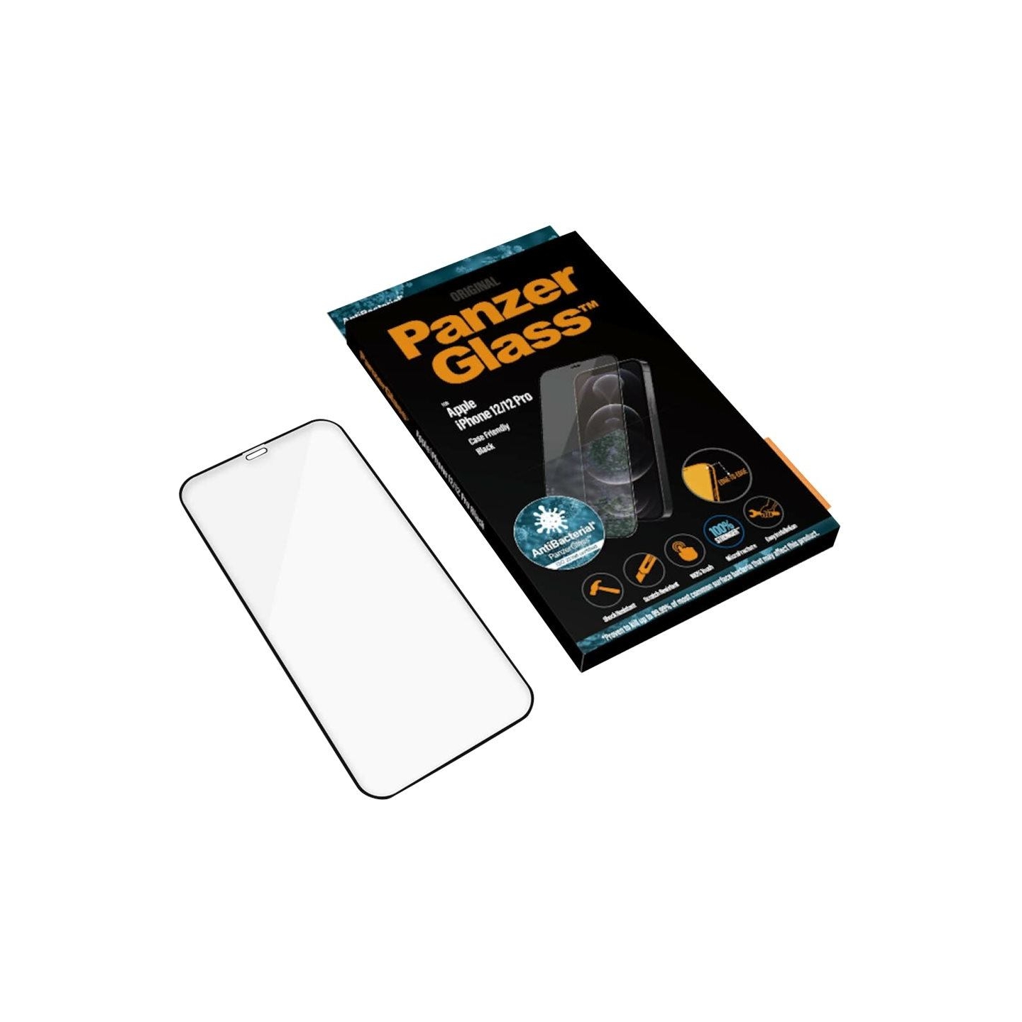 Panzerglass | Apple | For iPhone 12/12 Pro | Glass | Black | 100% touch; The coating is non-toxic | Case Friendly