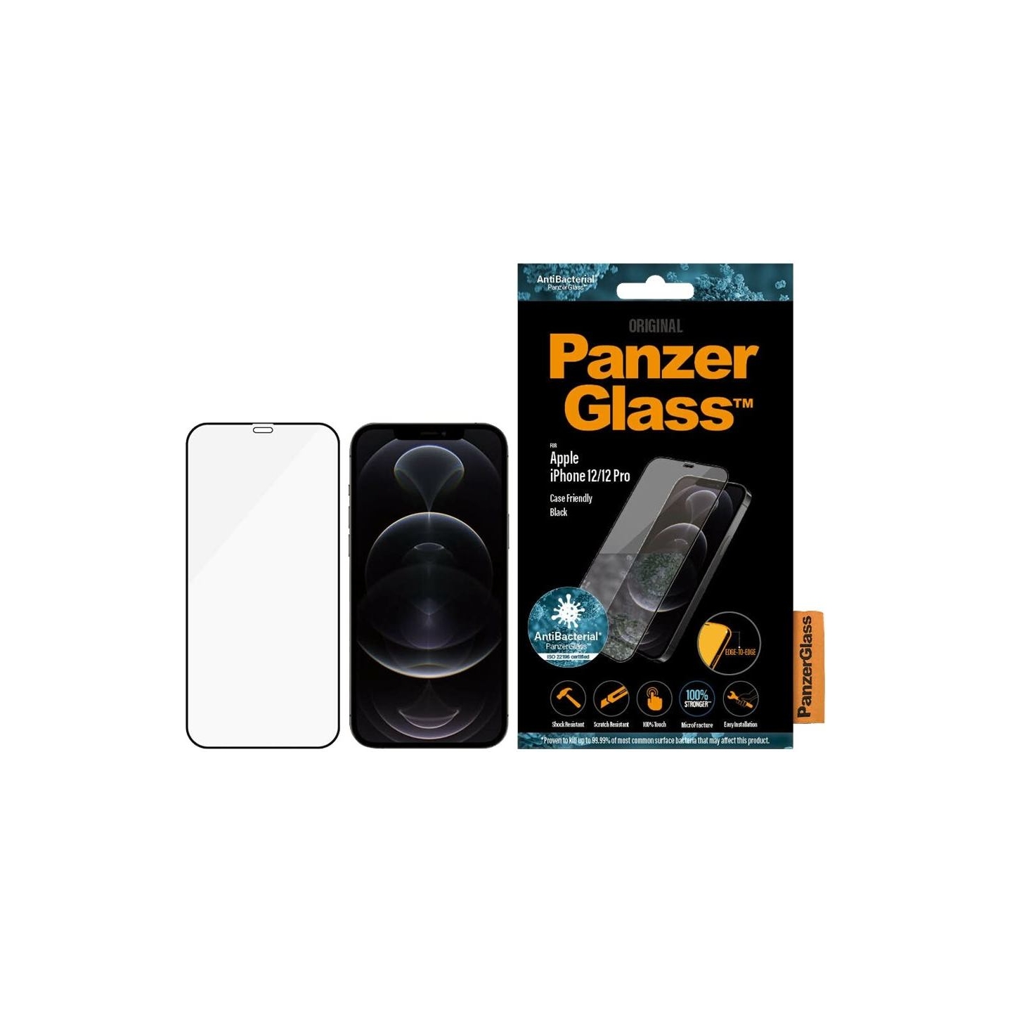 Panzerglass | Apple | For iPhone 12/12 Pro | Glass | Black | 100% touch; The coating is non-toxic | Case Friendly