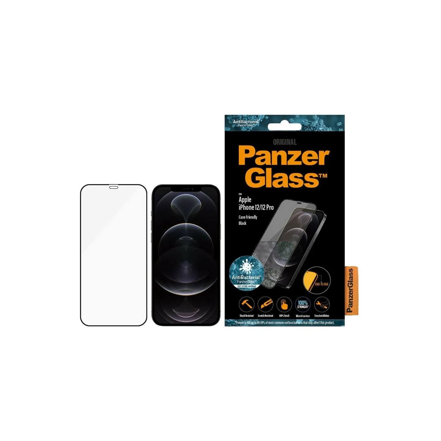 Panzerglass | Apple | For iPhone 12/12 Pro | Glass | Black | 100% touch; The coating is non-toxic | Case Friendly