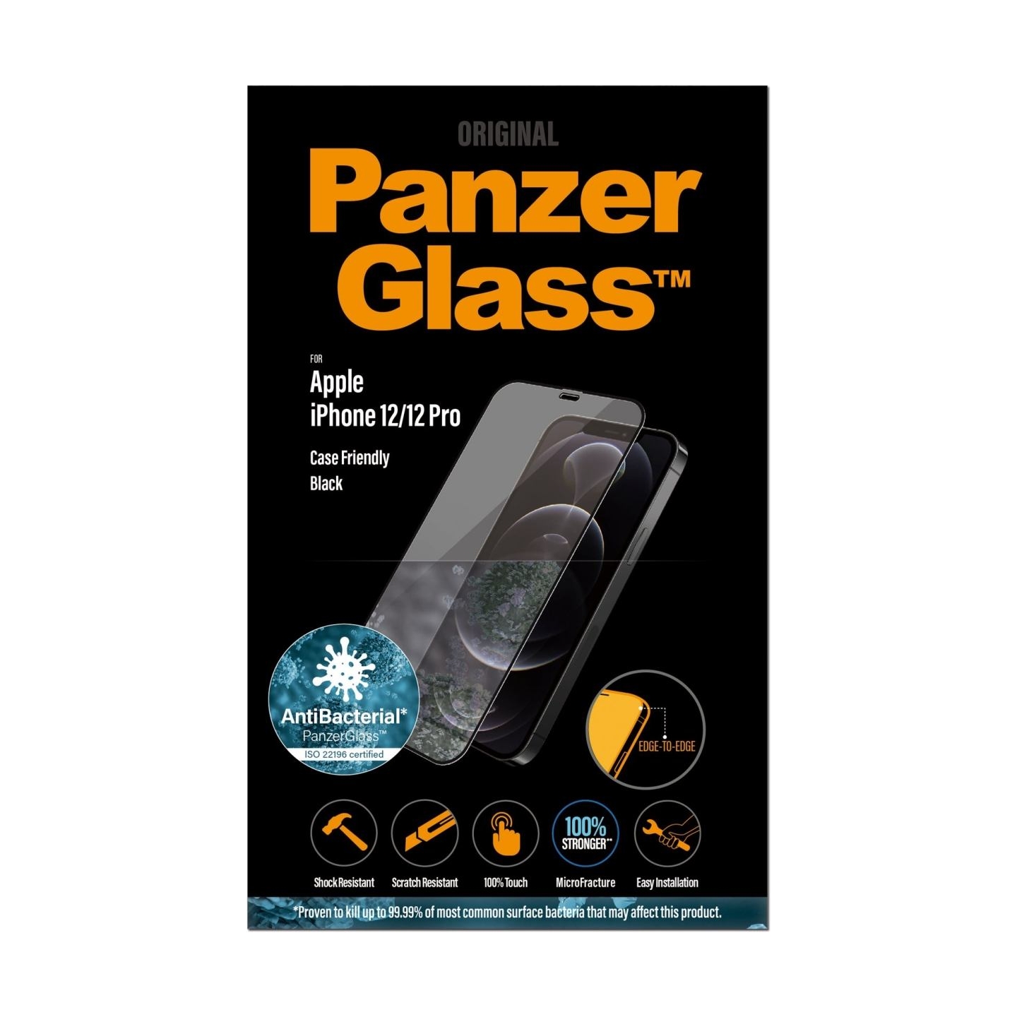 Panzerglass | Apple | For iPhone 12/12 Pro | Glass | Black | 100% touch; The coating is non-toxic | Case Friendly