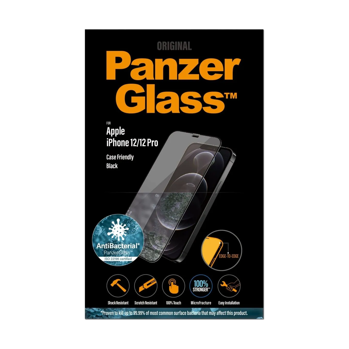 Panzerglass | Apple | For iPhone 12/12 Pro | Glass | Black | 100% touch; The coating is non-toxic | Case Friendly