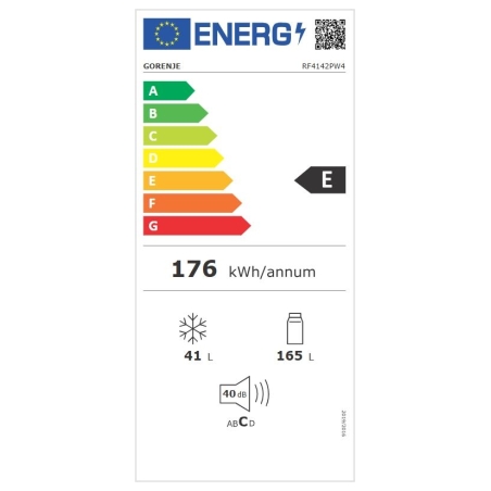 Gorenje Refrigerator | RF4142PW4 | Energy efficiency class E | Free standing | Combi | Height 143.6 cm | Fridge net capacity 165