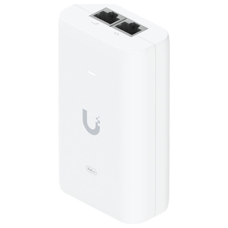Ubiquiti PoE++ Adapter; Delivers up to 60W of PoE++; Surge, peak pulse, and overcurrent protection; Contains RJ45 data input, AC