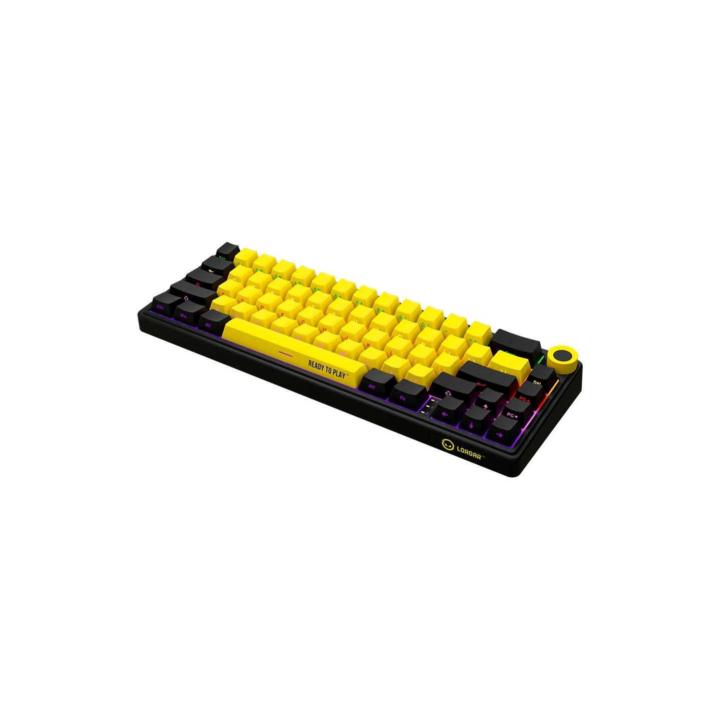 Lorgar KBP70MW, Wireless 65% Mechanical Gaming Keyboard Pro, Black/yellow, EN layout