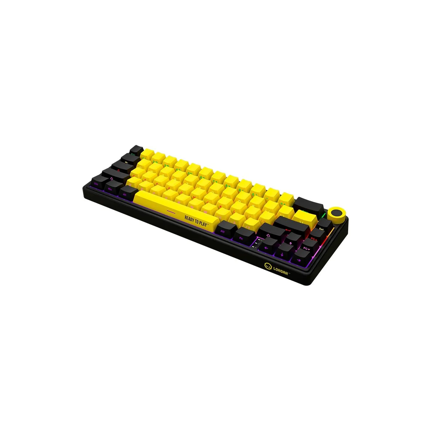 Lorgar KBP70MW, Wireless 65% Mechanical Gaming Keyboard Pro, Black/yellow, EN layout