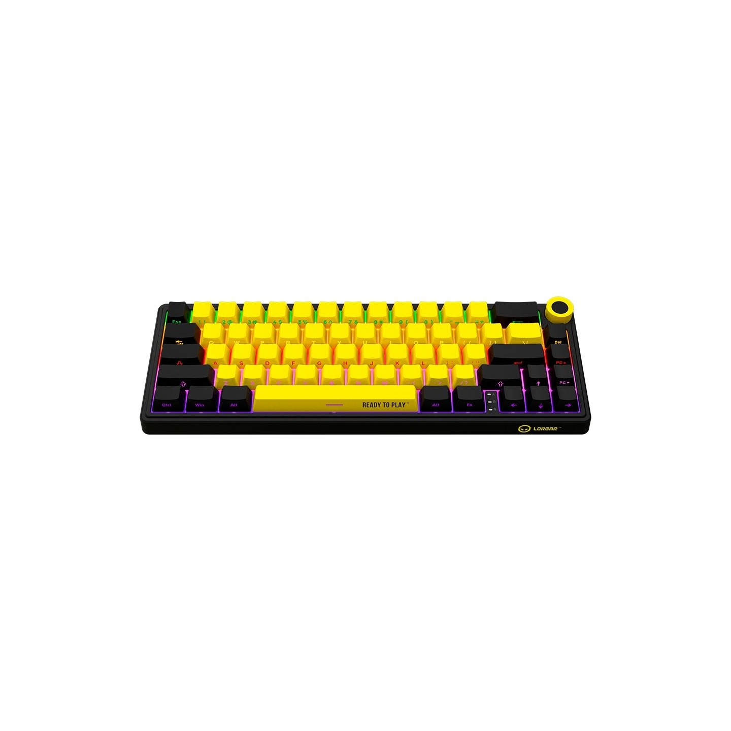 Lorgar KBP70MW, Wireless 65% Mechanical Gaming Keyboard Pro, Black/yellow, EN layout