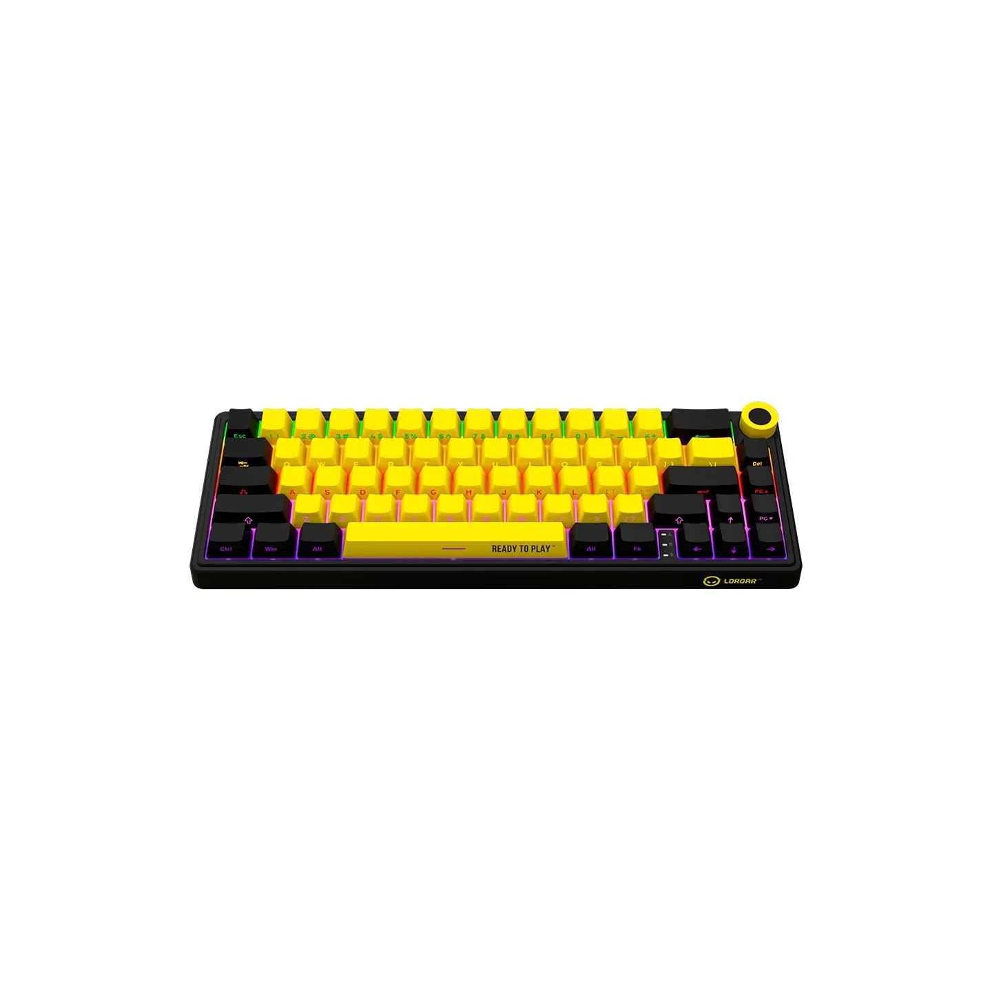 Lorgar KBP70MW, Wireless 65% Mechanical Gaming Keyboard Pro, Black/yellow, EN layout