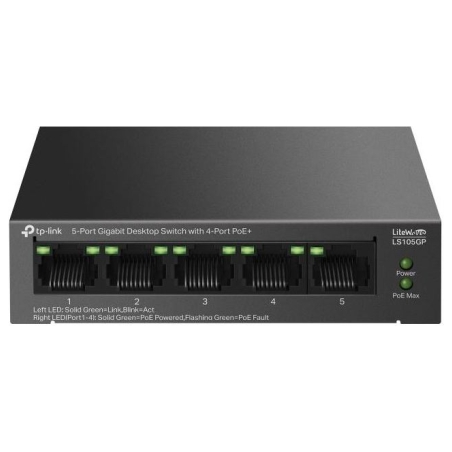 Tp-Link | 5-Port Gigabit Desktop Switch with  4-Port PoE+ | LS105GP | Unmanaged | Desktop