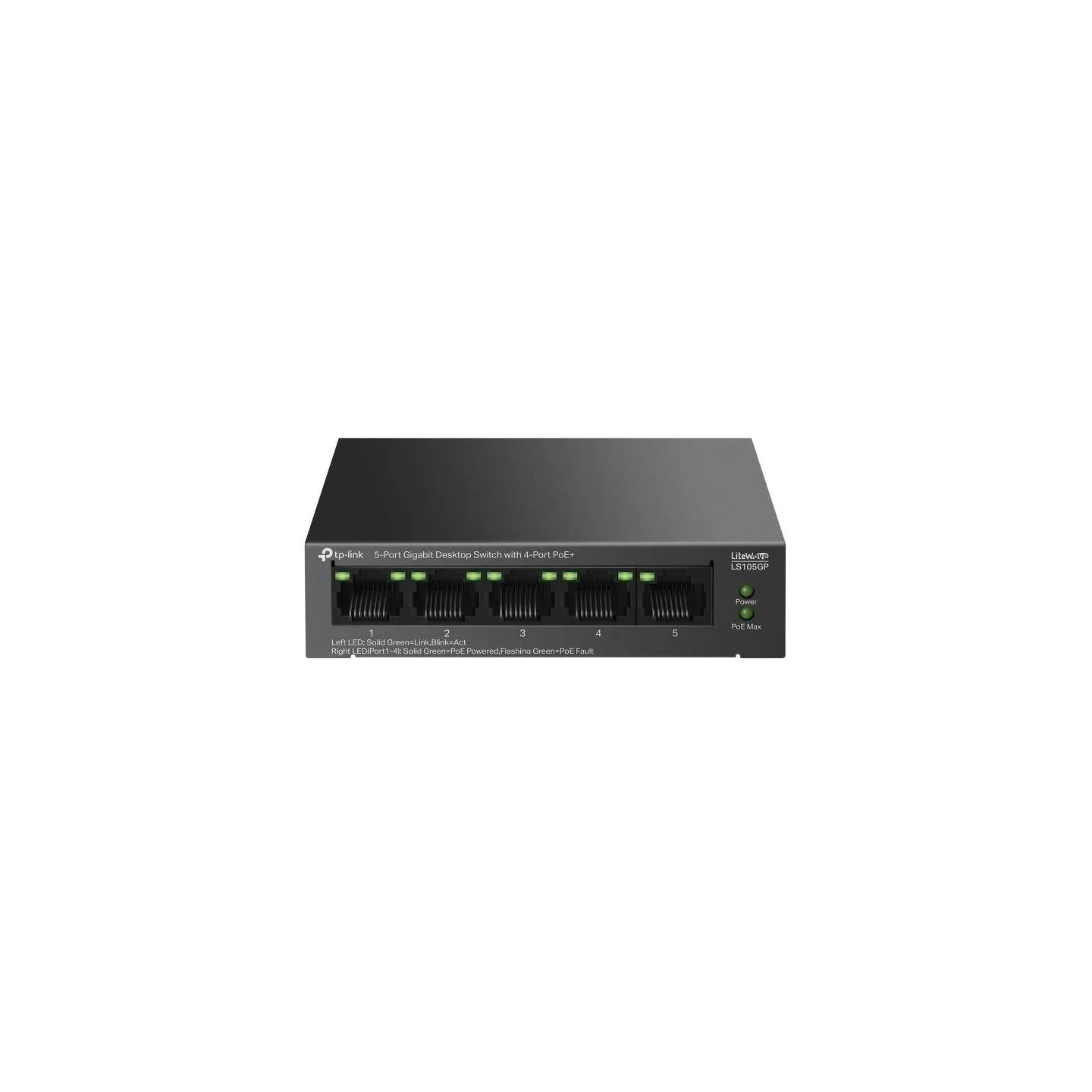Tp-Link | 5-Port Gigabit Desktop Switch with  4-Port PoE+ | LS105GP | Unmanaged | Desktop