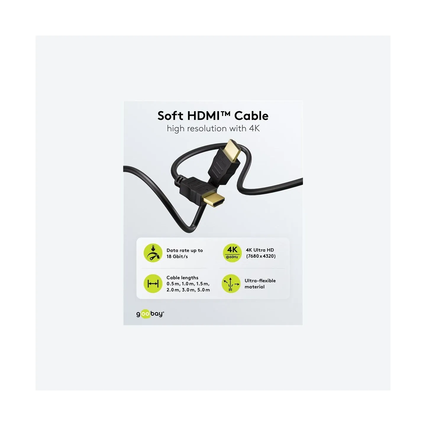 Goobay 80105 Soft HDMI High-Speed Cable with Ethernet | Soft | 5 m